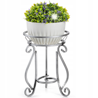 Kwietnik metalowy 37 cm srebrny Stojak na donicę dekoracyjny 37 cm kwiaty