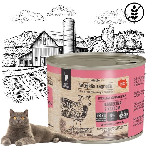 karma mokra dla kota jagnięcina z krylem 200g wiejska zagroda bez zbóż na Arena.pl