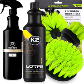 K2 LOTAR PRO 1L PŁYN DO PRANIA TAPICERKI + BUTELKA + SZCZOTKI NA WKRĘTARKĘ