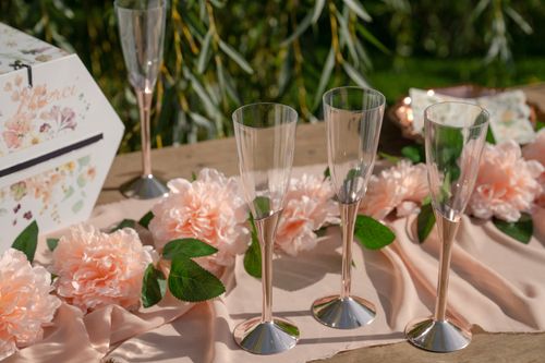 Kieliszki do szampana plastikowe eleganckie nóżka rose gold, 139 ml 6 szt. na Arena.pl