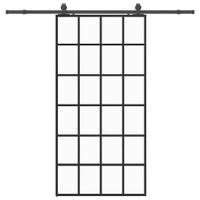 Drzwi przesuwne z zestawem okuć czarne 102x205 cm ESG szkło