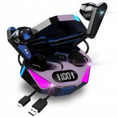 SŁUCHAWKI BEZPRZEWODOWE BLUETOOTH Z POWERBANKIEM DOUSZNE GAMINGOWE LED X15