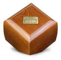 Solidna drewniana urna na prochy / Plakietka