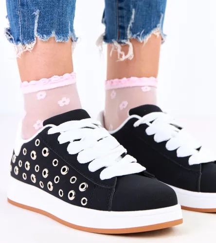 Czarne sneakersy na platformie z nitami Adelis 36 na Arena.pl