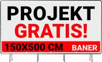 BANER REKLAMOWY plandeka 5x1,5m 510g powlekany + LAKIER UV PROJEKT GRATIS