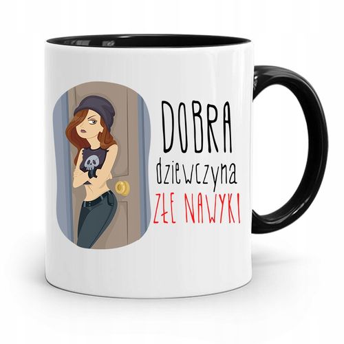 Kubek Czarny Dla Dziewczyny Żony Złe Nawyki Z Nadrukiem Ze Zdjęciem na Arena.pl