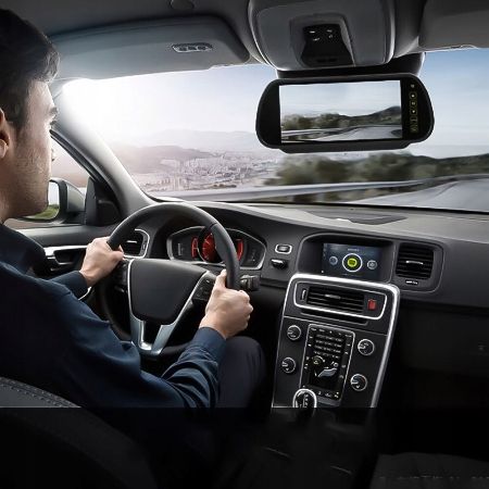 Monitor 7" LCD w lusterku do kamery cofania zdjęcie 4