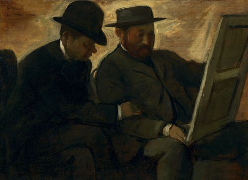 Paul Lafond and Alphonse Cherfils Examining a Painting, Edgar Degas - plakat 50x40 cm na Arena.pl