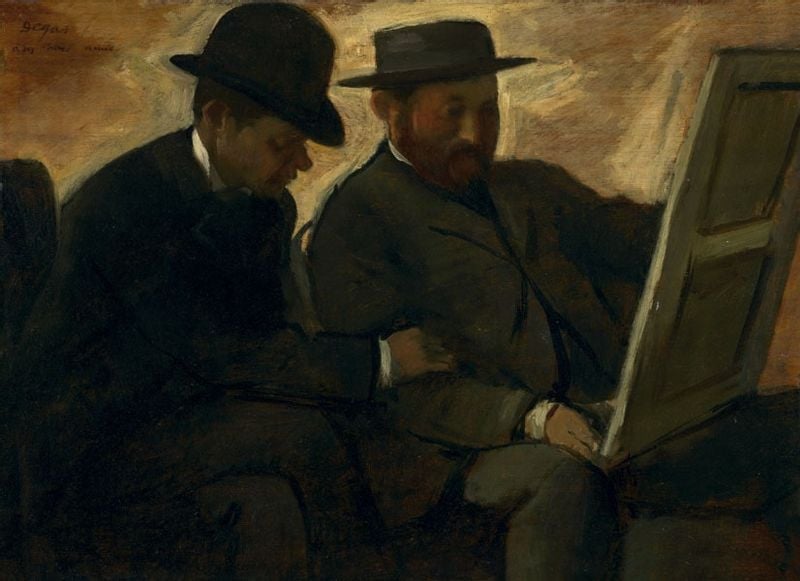 Paul Lafond and Alphonse Cherfils Examining a Painting, Edgar Degas - plakat 50x40 cm zdjęcie 1