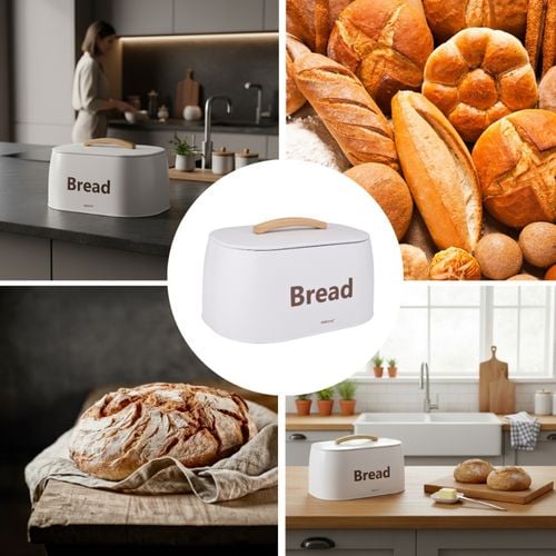 chlebak pojemnik stalowy na pieczywo kinghoff kh-1947 biały na Arena.pl