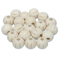 Drewniane koraliki KULA 12mm ryflowane surowe 43szt.
