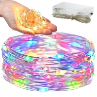 Lampki druciki 100 LED na baterie 10m multikolor praktyczne oświetlenie dekoracyjne