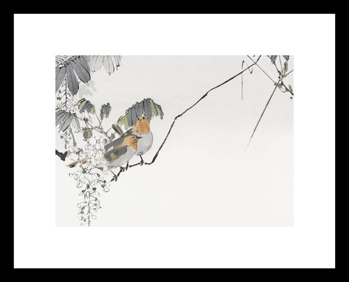 Plakat 18x13cm Two Sparrows, Seitei Japoński Vintage na Arena.pl