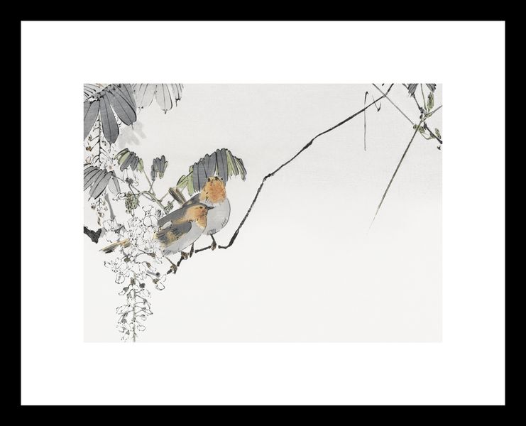 Plakat 18x13cm Two Sparrows, Seitei Japoński Vintage zdjęcie 3