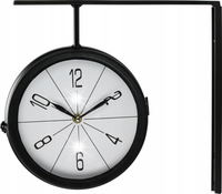 Dwustronny zegar na wsporniku DWORCOWY RETRO czarny dekoracyjny 20 cm metal
