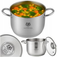 GARNEK INDUKCJA GAZ ze STALI NIERDZEWNEJ 6L 26cm Z POKRYWKĄ GARNKI