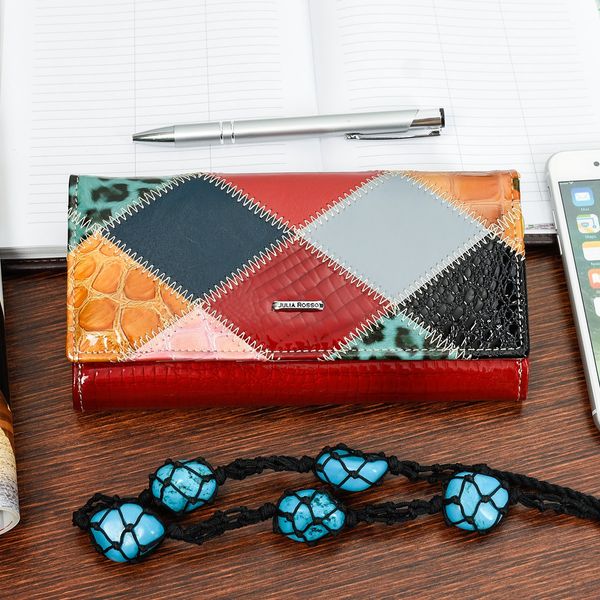 Portfel Patchwork Boho Julia Rososo Skóra Duży Pudełko M94 zdjęcie 2