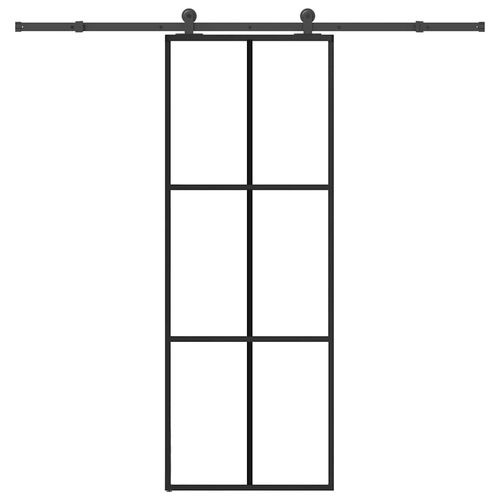 Drzwi przesuwne z osprzętem, szkło ESG i aluminium, 76x205 cm na Arena.pl