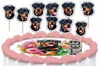 TOPPERY NA TORT OZDOBNE DEKORACJA ZESTAW - PIES PSY RASA Rottweiler 10szt.