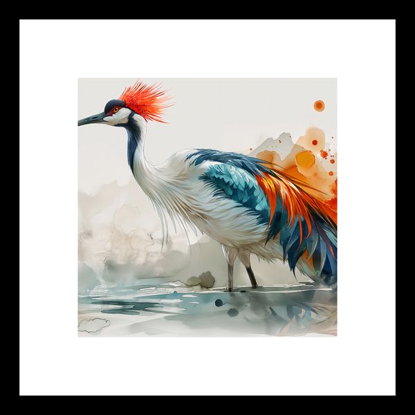 Plakat 20x20cm Żuraw w Akwareli zdjęcie 3