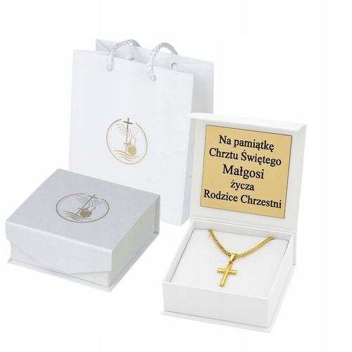 ZŁOTY ŁAŃCUSZEK NA CHRZCINY GUCCI Z KRZYŻYKIEM PR 585 925 + GRAWER GRATIS na Arena.pl
