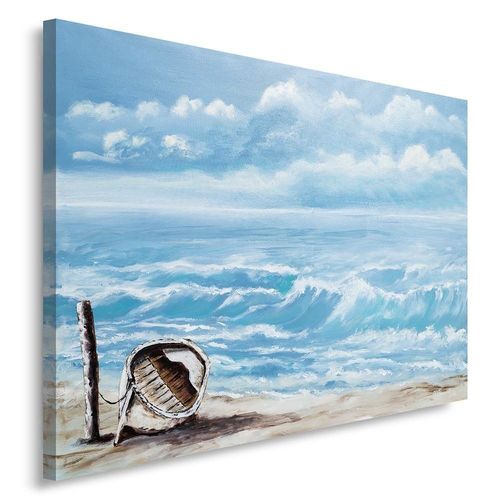 Obraz na płótnie - Canvas, Łódź na plaży akwarela 40x60 na Arena.pl