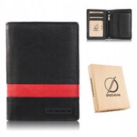 portfel męski skórzany pionowy czarny klasyczny brodrene g-117mn/blred