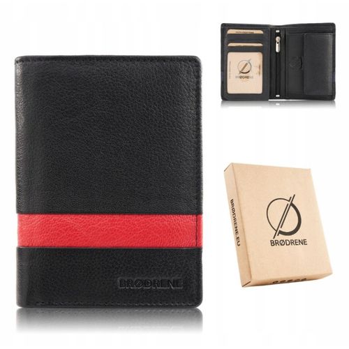 portfel męski skórzany pionowy czarny klasyczny brodrene g-117mn/blred na Arena.pl
