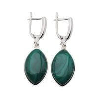 Kolczyki - malachit markiza w srebrze