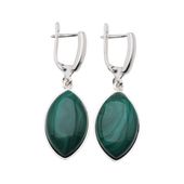 Kolczyki - malachit markiza w srebrze