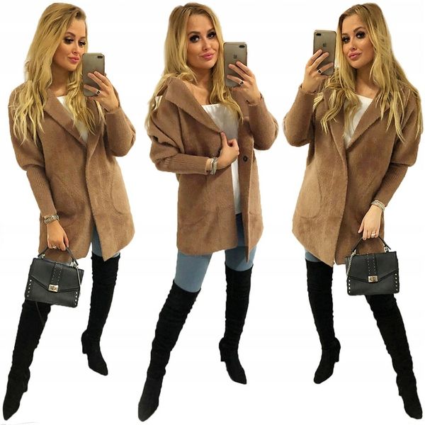 Sweter ALPAKI kurtka WEŁNA MODNE KOLORY oversize zdjęcie 1