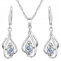 KOMPLET BIŻUTERII SREBRNEJ RODOWANEJ 925 DLA NIEJ, ZESTAW BIŻUTERII SREBRO