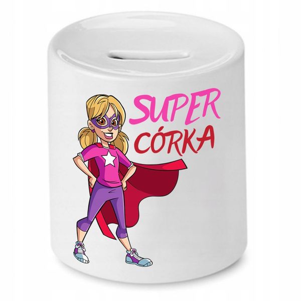 Skarbonka Dla Córki Super Córka Super Doughter Z Nadrukiem Ze Zdjęciem zdjęcie 1