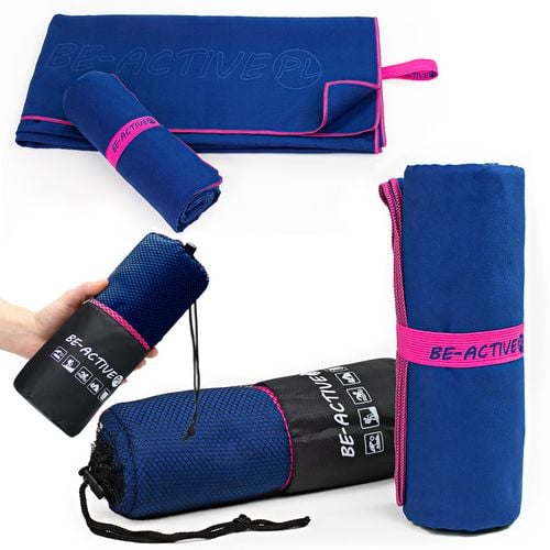 Ręcznik Szybkoschnący Z Mikrofibry 180X100 Granatowo-Różowy na Arena.pl