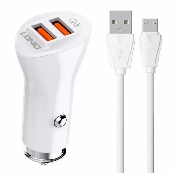 Ładowarka samochodowa LDNIO C511Q 2USB + kabel MicroUSB zdjęcie 1