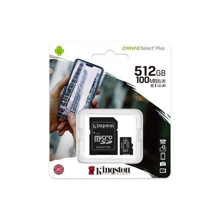 Kingston Canvas Select Plus 512 GB, Micro SD, Flash memory class 10, SD adapter na Arena.pl