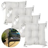 ZESTAW 4 SZT. PODUSZEK NA LEŻAK HUŚTAWKĘ KRZESŁO UV DESZCZ BEŻOWE WIĄZANE