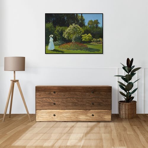 Plakat 18x13cm Lady in the Garden, Monet Vintage do Salonu na Arena.pl