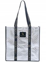 Laura Biaggi - torebka zakupowa shopper fakturowana kratka srebrna 0200