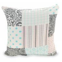 Poszewka z kory 40x40 wzór różowa turkusowa kratka patchwork