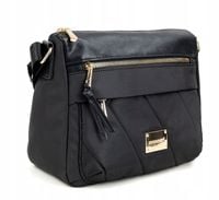 MONNARI Pojemna czarna torebka listonoszka Kieszonki Długi Pasek Kieszonki