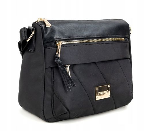 MONNARI Pojemna czarna torebka listonoszka Kieszonki Długi Pasek Kieszonki na Arena.pl