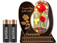 PAMIĘTAMY ZNICZ LAMPION NA GRÓB SKOS RÓŻA CZERWONA+LEDY