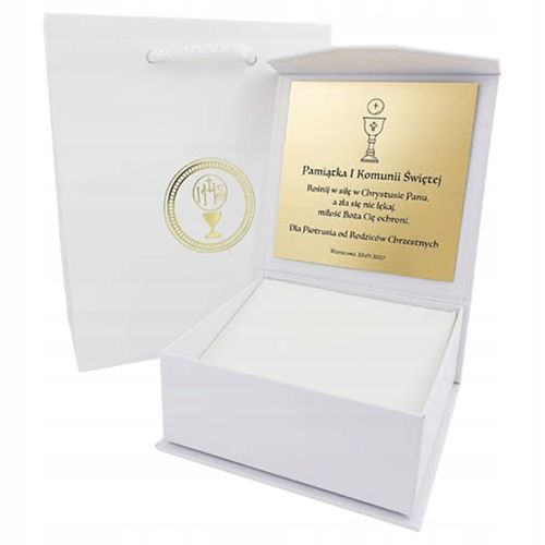 Pamiątka Pierwszej Komunii Świętej Pudełko z Grawerem Dedykacją Na Prezent na Arena.pl