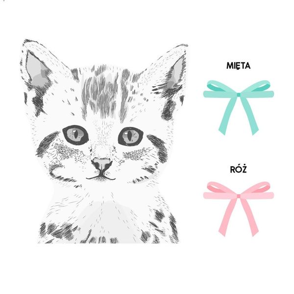 Naklejka Kot Miaurycy DK235 XL Kokarda miętowa zdjęcie 3