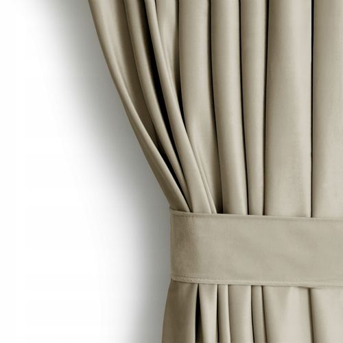 RESTILO Zasłona welurowa plus szarfa na taśmie wave multi 140x245 Beżowa na Arena.pl