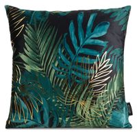 Poszewka welwetowa z nadrukiem w liście palmy DAVOS 40X40 zielona