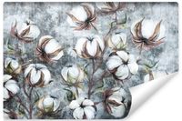 Fototapeta Do Salonu BETON Abstrakcja Główki Bawełny Rośliny 405cm x 270cm