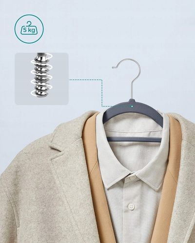 WIESZAKI NA UBRANIA WELUROWE ANTYPOŚLIZGOWE SZARE ARVENTA STYLE - 20 na Arena.pl