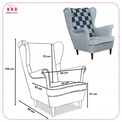 Fotel uszak Carol Duo skandynawski Family Meble siwo granatowy, stal na Arena.pl